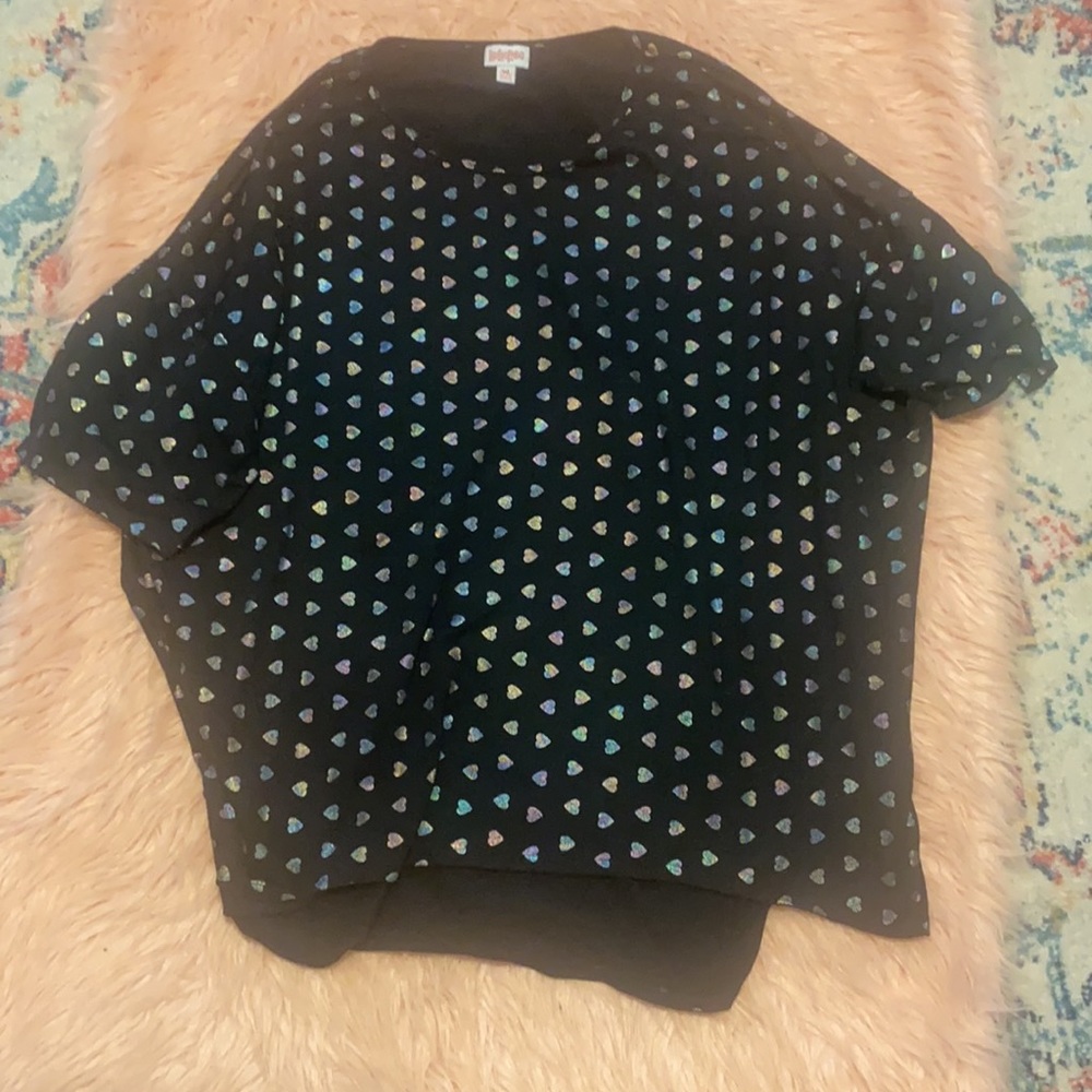 Lularoe Elegant Irma w/ iridescent hearts, Size 3x